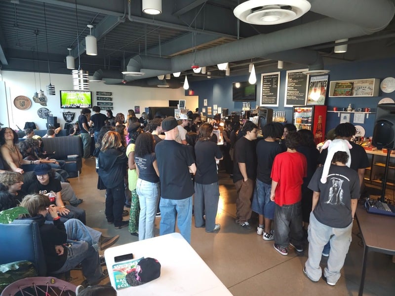 A packed all-ages Rebel Rhythm Collective gathering
